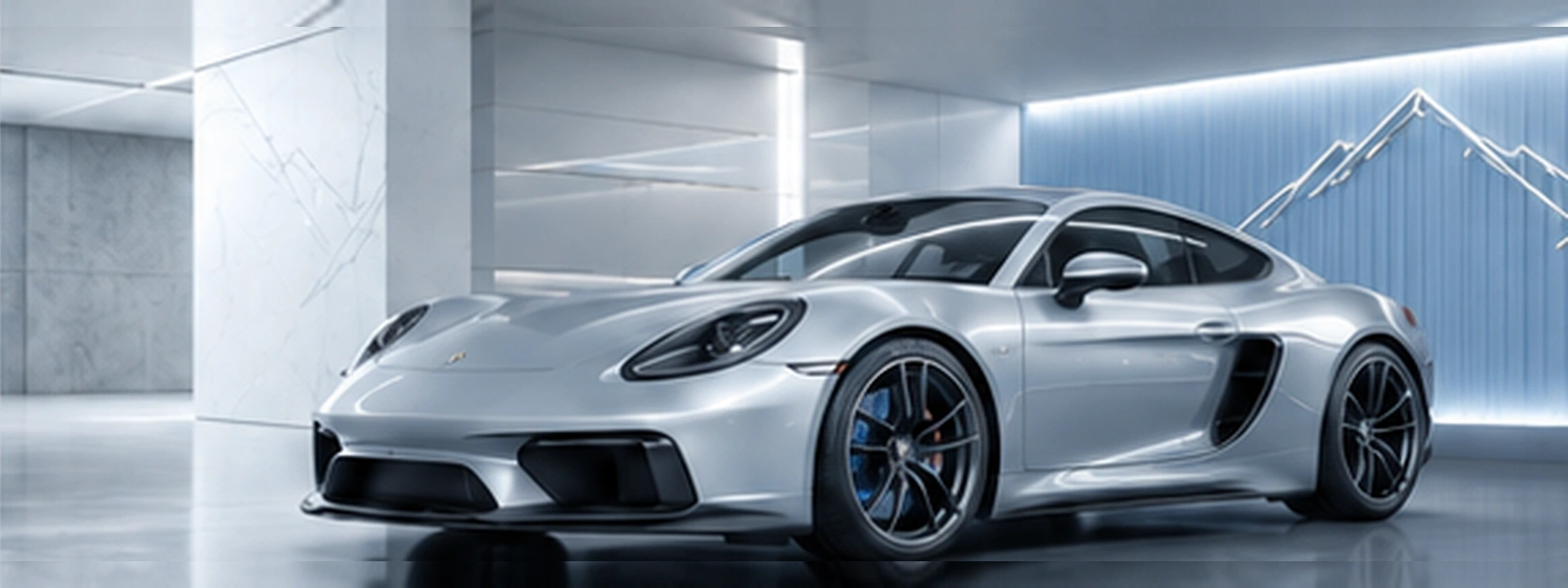 Silver performance car in low light, paint finish protected by film